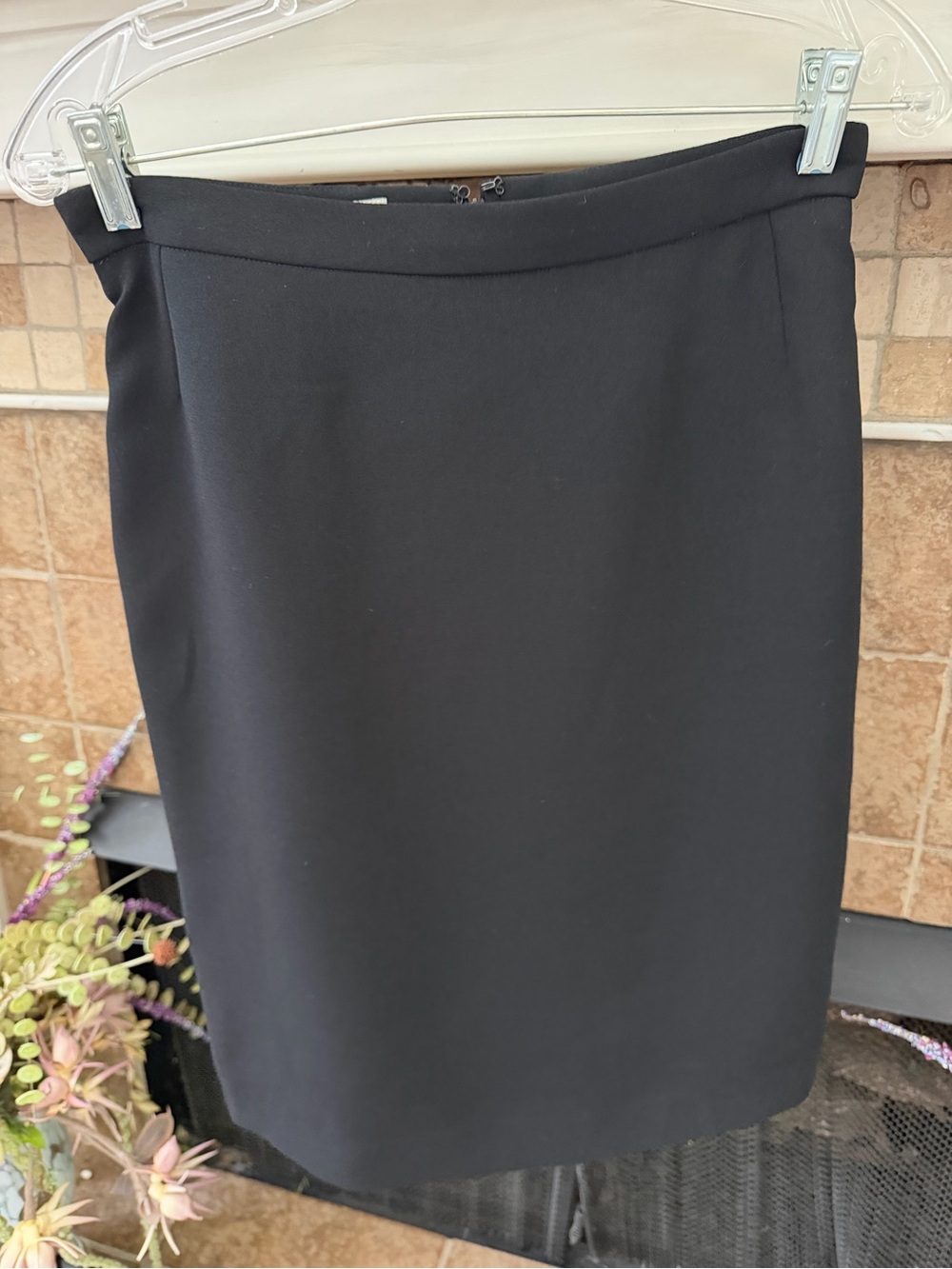 Dries Van Noten Black poly crepe flat front skirt lined sz 36